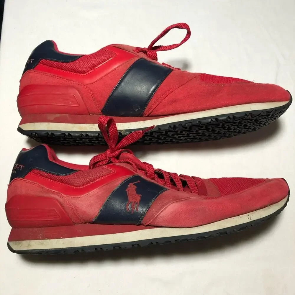 Polo Ralph Lauren sport mens slaton pony red blue lace up sneakers 14D classic